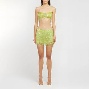 Cropped e Saia Paetê Modern Soleil