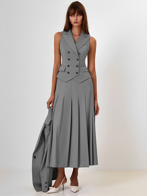 Conjunto Feminino de Alfaiataria com  Colete Clássico e Saia Modern Alessandra