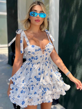 Vestido Curto Com Babados Modern Flora