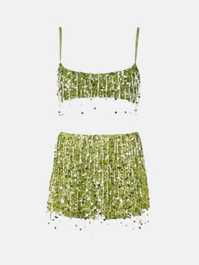 Cropped e Saia Paetê Modern Soleil