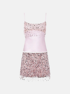 Conjunto Cetim e Paetê Rosa Modern Santorini