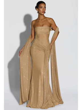 Vestido Longo de Brilho com Tule Modern Agnes