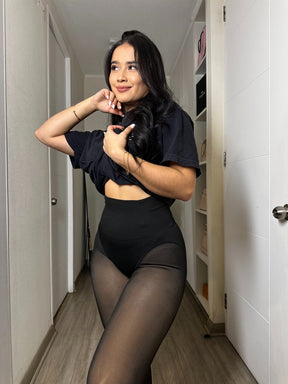 Meia-Calça Peluciada Translúcida com Cinta Modeladora Embutida Modern Shaper