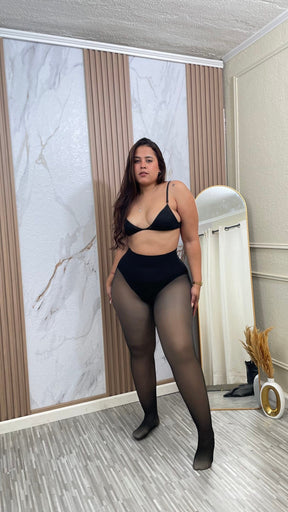 Meia-Calça Peluciada Translúcida com Cinta Modeladora Embutida Modern Shaper