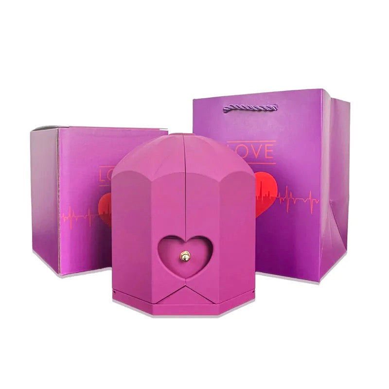 Caixa com Rosa Eterna & Colar Coração Personalizado - Para Minha Mãe