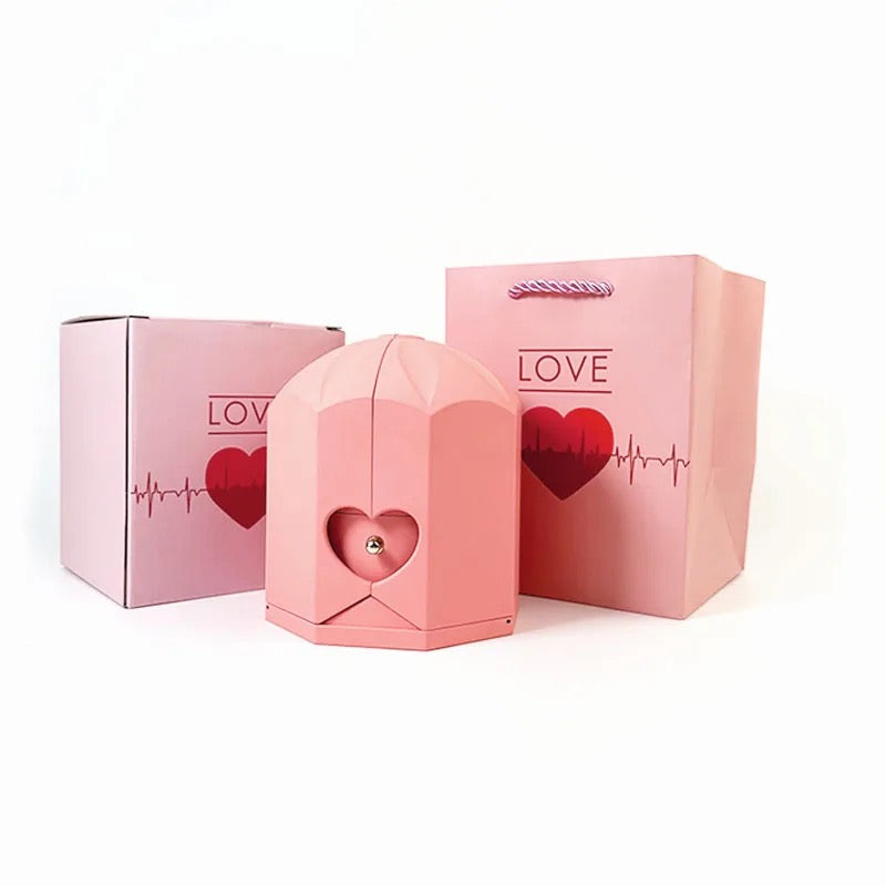 Caixa com Rosa Eterna & Colar Coração Personalizado - Para Minha Mãe