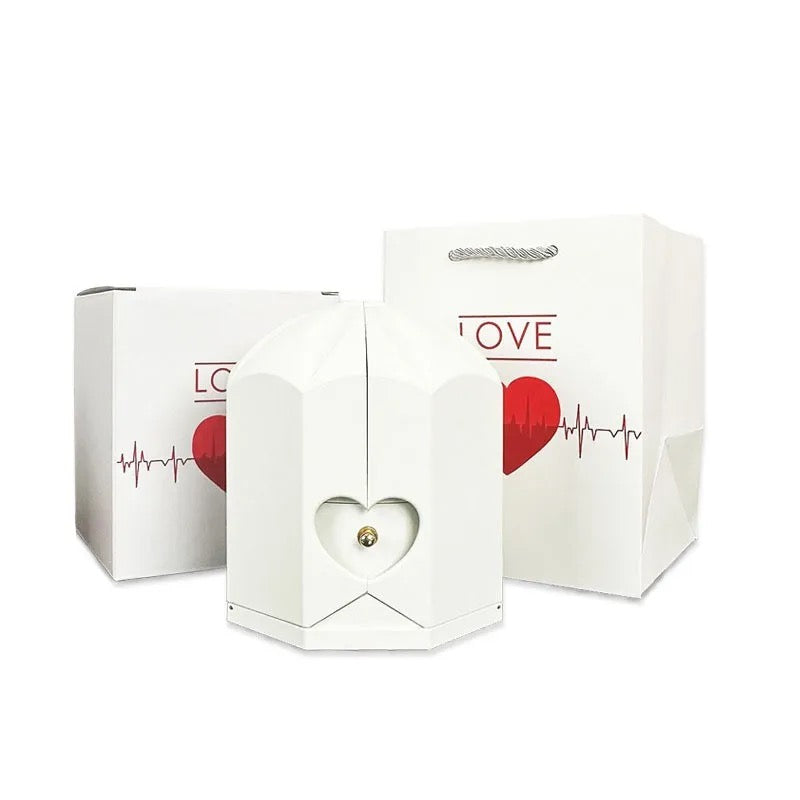 Caixa com Rosa Eterna & Colar Coração Personalizado - Para Minha Mãe