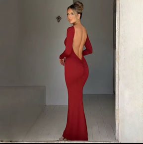 Vestido Manga Longa Costas Aberta Empina Bumbum Modern Natalie