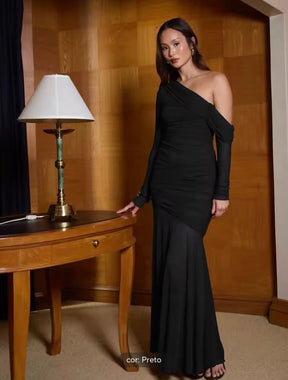 Vestido Longo de Tule Forrado Modern Sienna