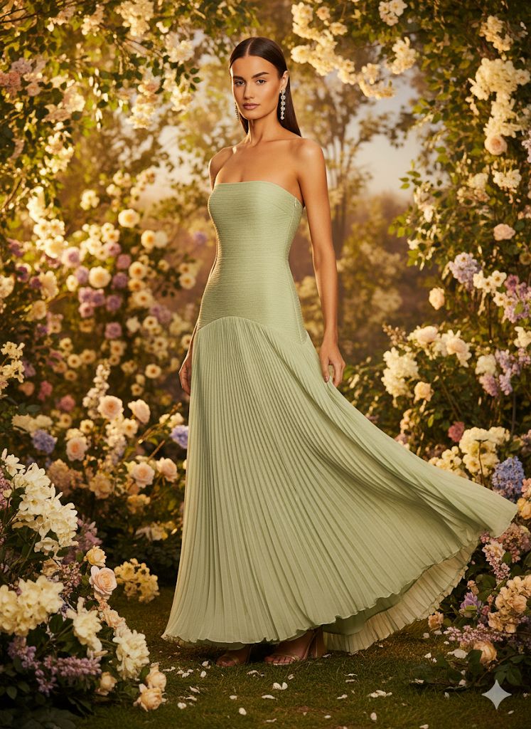 Vestido Longo Saia Plissada Modern Elysie