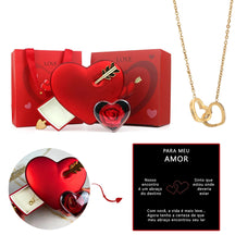 Caixa Cupido Apaixonado com Rosa Eterna & Colar Personalizado