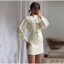 Conjunto Casaco Manga Bufante e Saia Curta Modern Mabel