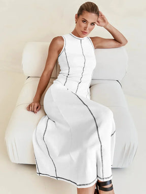 Vestido Midi de Malha Sem Mangas Modern Eleganza