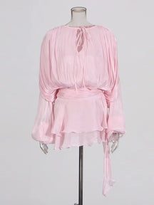 Vestido Curto com Saia de Babados Assimétrico Modern Bela