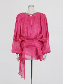 Vestido Curto com Saia de Babados Assimétrico Modern Bela