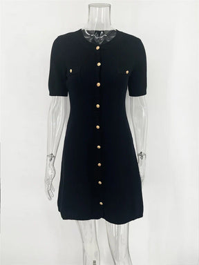 Vestido Curto Tricô com Botões Modern Bele