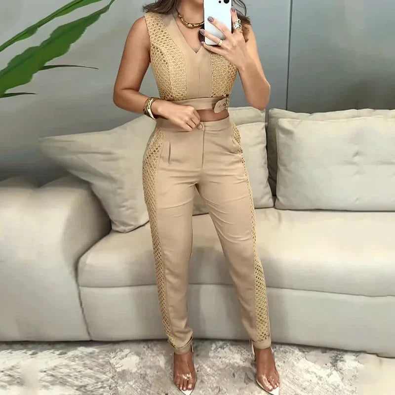 Conjunto Cropped e Calça Alfaiataria Modern Imperial Chic