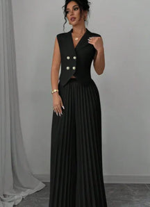 Conjunto Feminino Blazer Alfaiataria e Calça Pantalona Plissada Modern Aura