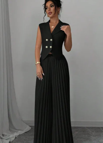 Conjunto Feminino Blazer Alfaiataria e Calça Pantalona Plissada Modern Aura