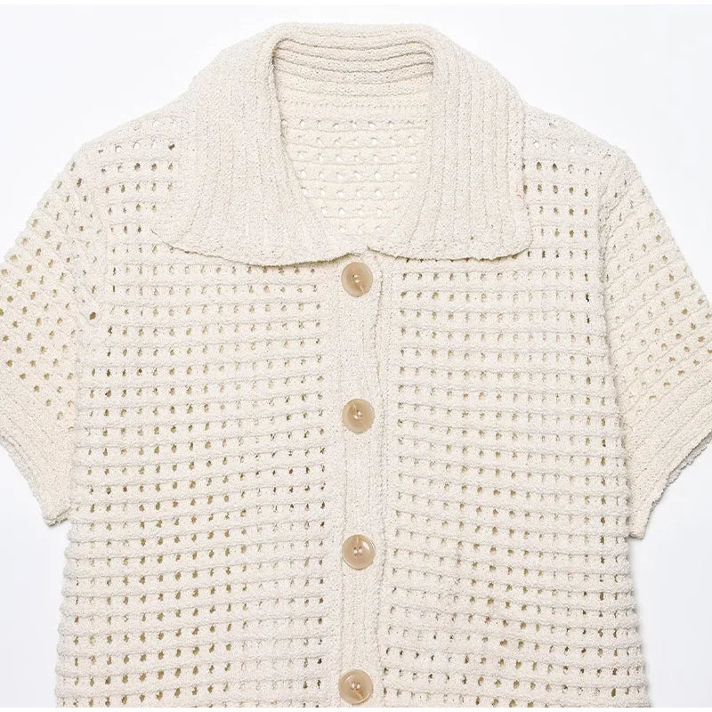 Conjunto Tricô Blusa e Saia com Franja Modern Clara