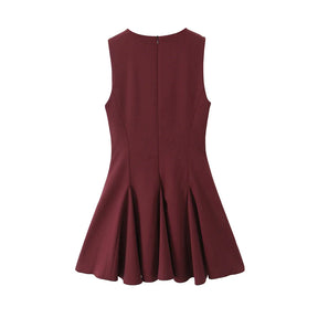 Vestido Curto Godê Barra Plissada Modern Sienna