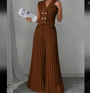 Conjunto Feminino Blazer Alfaiataria e Calça Pantalona Plissada Modern Aura