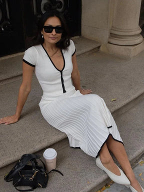 Conjunto Cropped e Saia Midi Plissada Modern Juliette