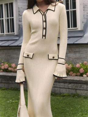 Vestido Midi Manga Longa com Botões Modern Amélie