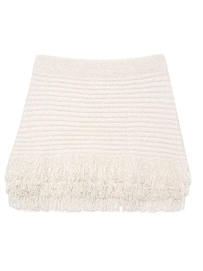 Conjunto Tricô Blusa e Saia com Franja Modern Clara