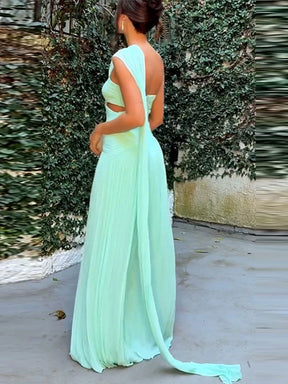 Vestido Longo Elegante Plissado Modern Eva