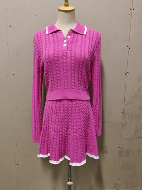 Conjunto Tricô Cropped Manga Comprida e Saia Modern Antonella