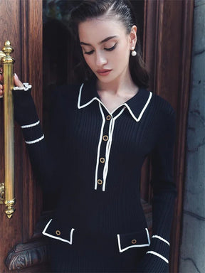 Vestido Midi Manga Longa com Botões Modern Amélie