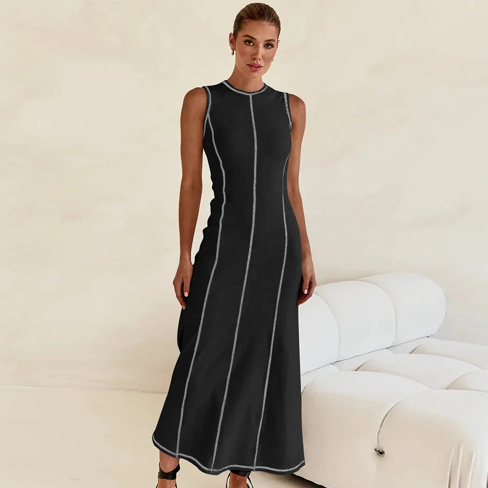 Vestido Midi de Malha Sem Mangas Modern Eleganza