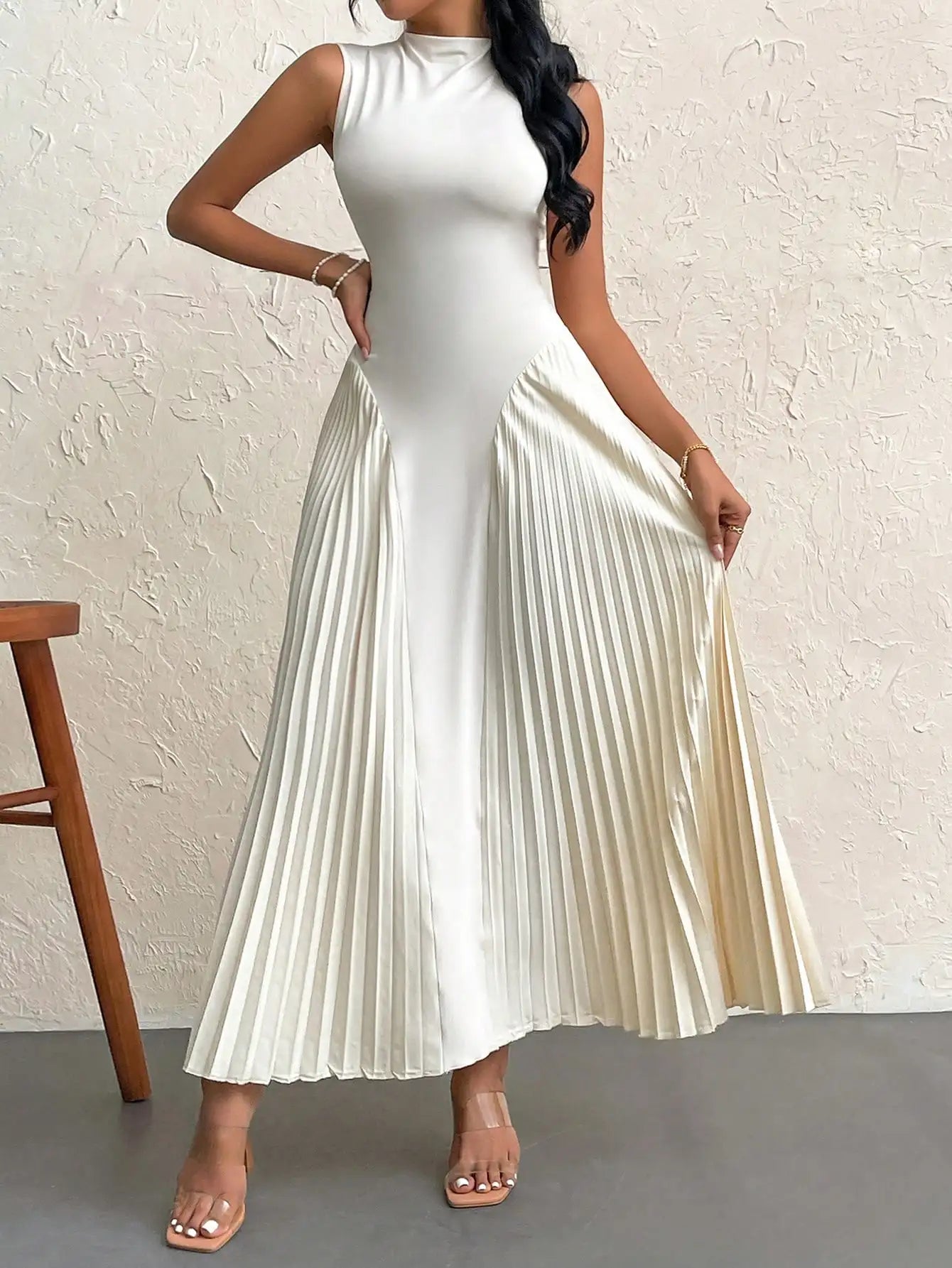 Vestido Midi Regata Plissado Modern Auren