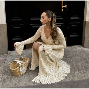 Vestido Longo Bata Cardigã em Tricô Modern Emily