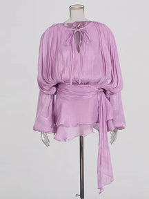 Vestido Curto com Saia de Babados Assimétrico Modern Bela