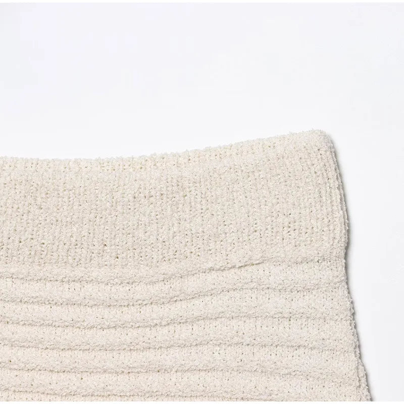 Conjunto Tricô Blusa e Saia com Franja Modern Clara