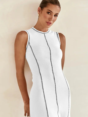 Vestido Midi de Malha Sem Mangas Modern Eleganza