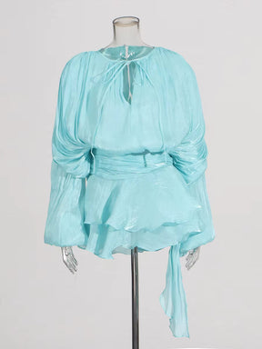 Vestido Curto com Saia de Babados Assimétrico Modern Bela