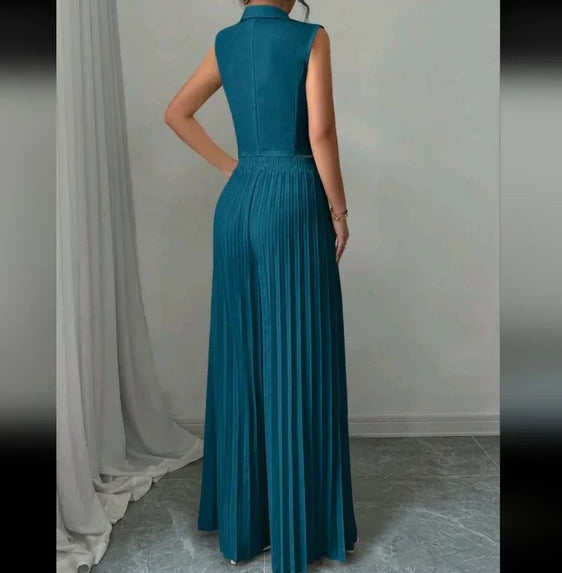 Conjunto Feminino Blazer Alfaiataria e Calça Pantalona Plissada Modern Aura