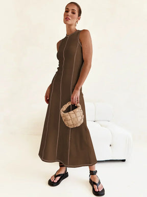 Vestido Midi de Malha Sem Mangas Modern Eleganza