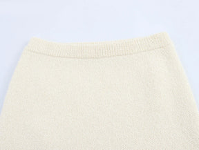 Conjunto Tricô Blusa Manga Curta e Saia Curta Modern Safira