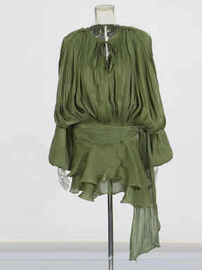 Vestido Curto com Saia de Babados Assimétrico Modern Bela