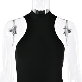 Vestido Longo Gola Alta sem Mangas Modern Hazel