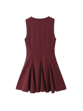 Vestido Curto Godê Barra Plissada Modern Sienna