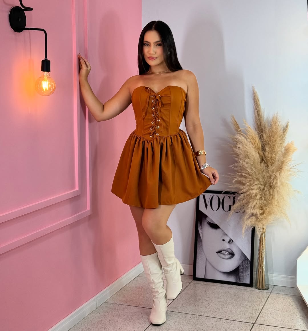 Vestido Curto Corset com Amarrações Modern Yasmin