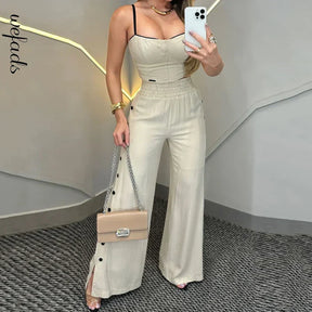 Conjunto Cropped e Calça Viscose Sarjada Modern Supreme Elegance