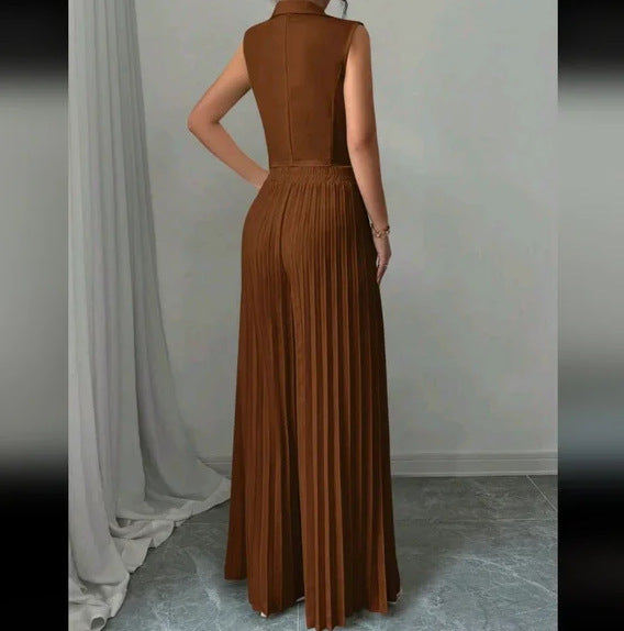 Conjunto Feminino Blazer Alfaiataria e Calça Pantalona Plissada Modern Aura