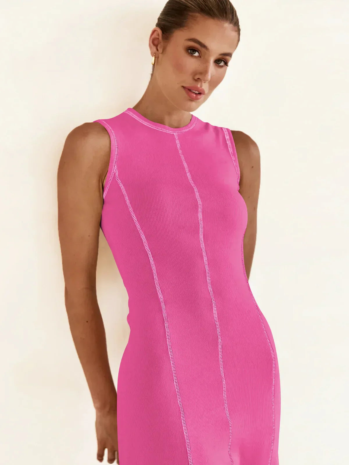 Vestido Midi de Malha Sem Mangas Modern Eleganza