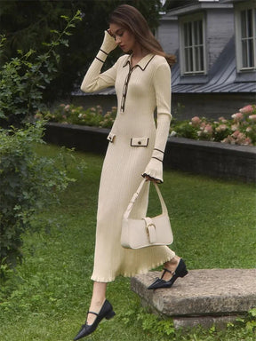 Vestido Midi Manga Longa com Botões Modern Amélie